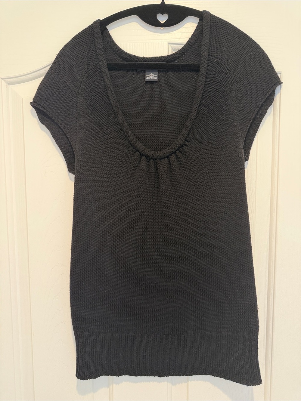 Banana Republic Black Marino wool Scoop Neck Cap Sleeve Top